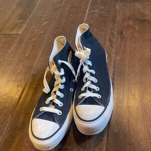 Black High-Top Sneakers with White Laces